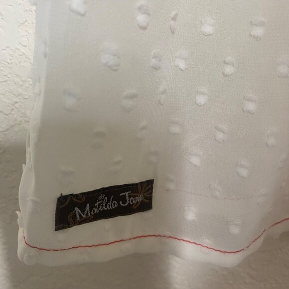 NWT Matilda Jane Blouse Womens Size M White Swiss Dot Peasant Button-Up Sheer - Picture 9 of 13